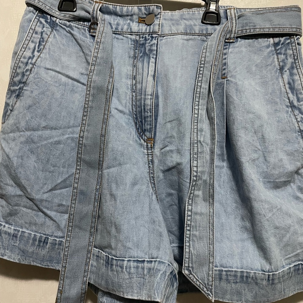 LOFT Light Blue Tie-Waist Denim Shorts